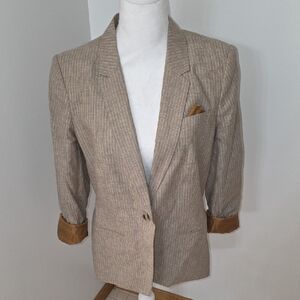 Calvin Klein Men's Beige Blazer with Camel Details